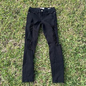 [FRAME] Black Distressed “Le Skinny de Jeanne” Jeans - Size 25
